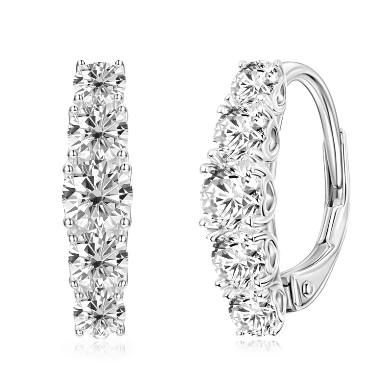 Five-Stone Love Leverback Moissanite Earrings