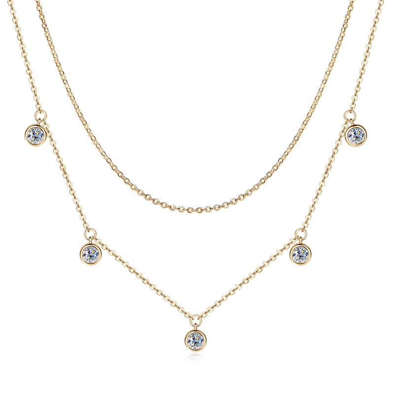 Bezel Stacking Moissanite Necklace