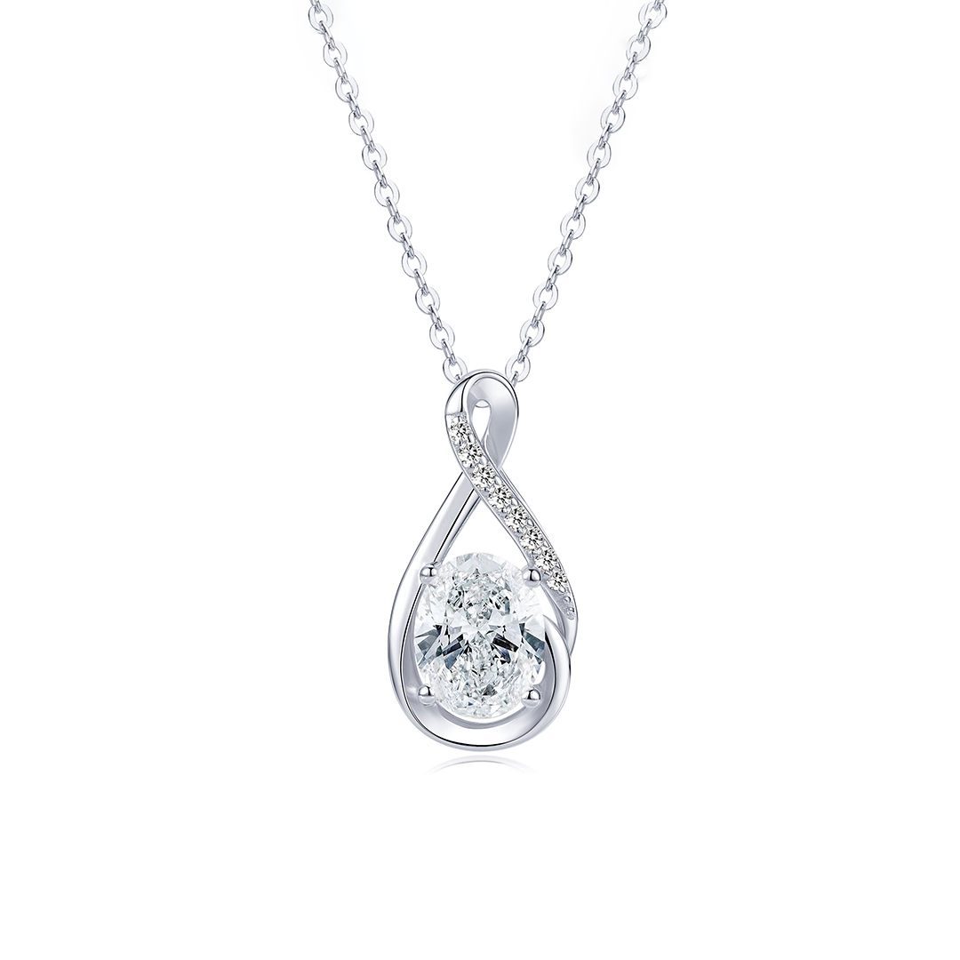 Sparkling Oval Moissanite Necklace 2.0ct