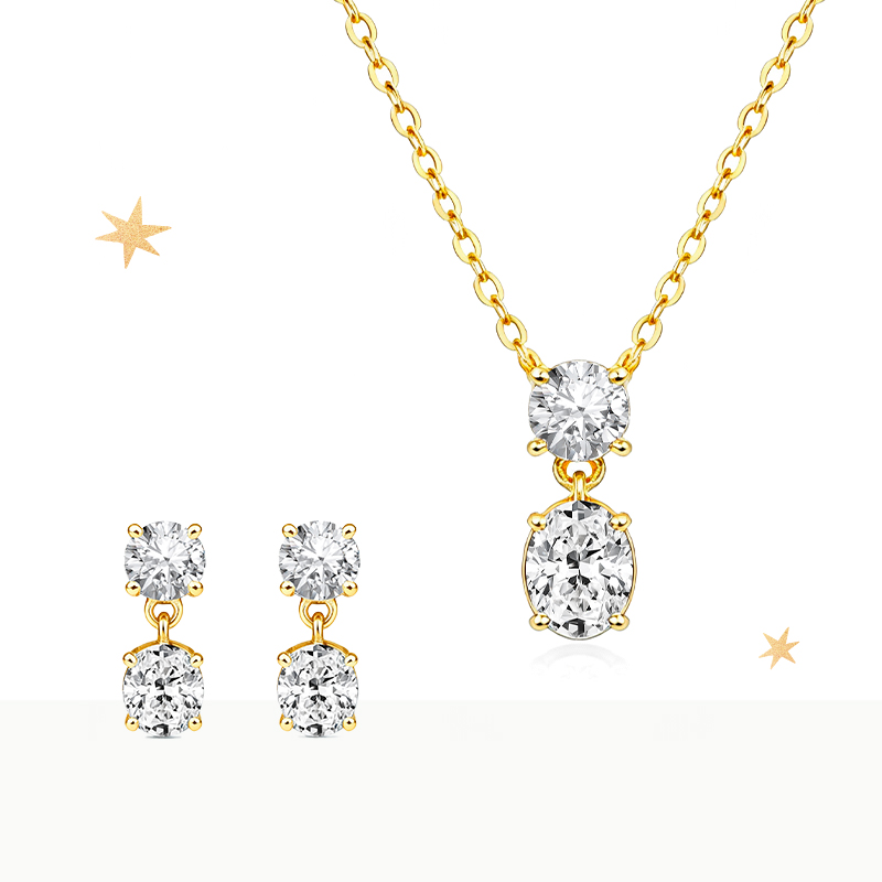 Double Stone Oval Moissanite Set