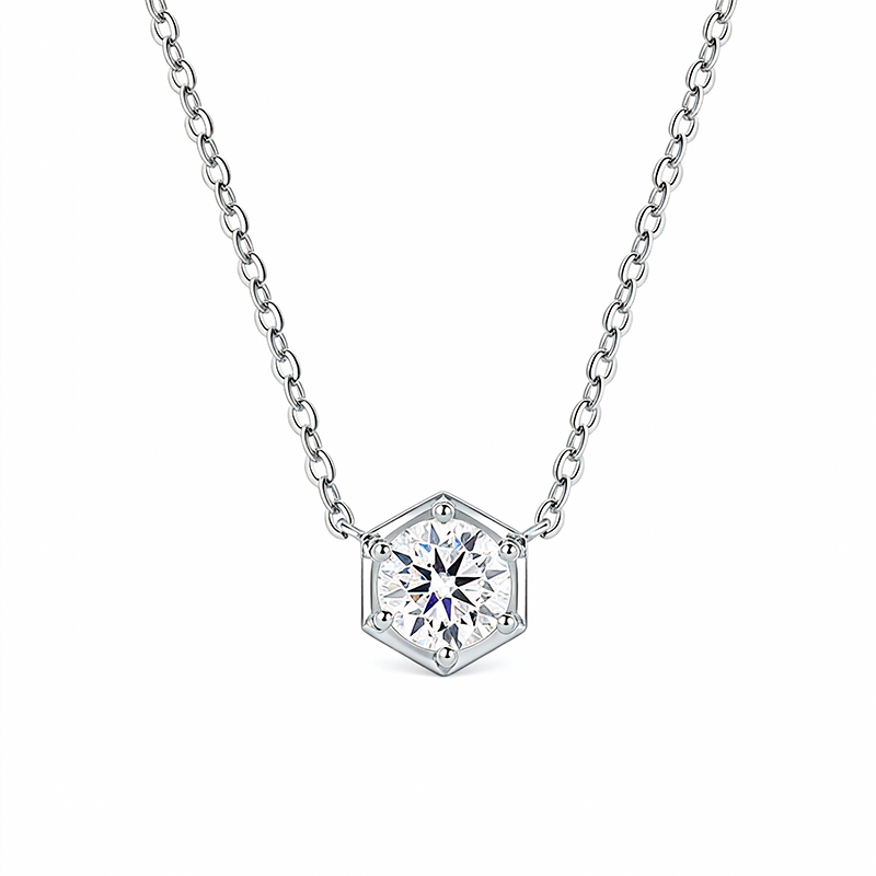 Hexagon Bezel Moissanite Necklace