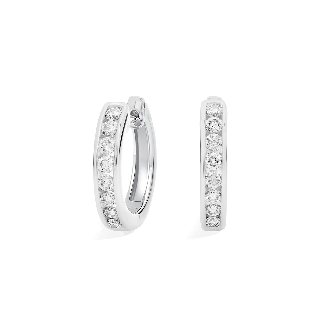 Channel Moissanite Hoop Earrings