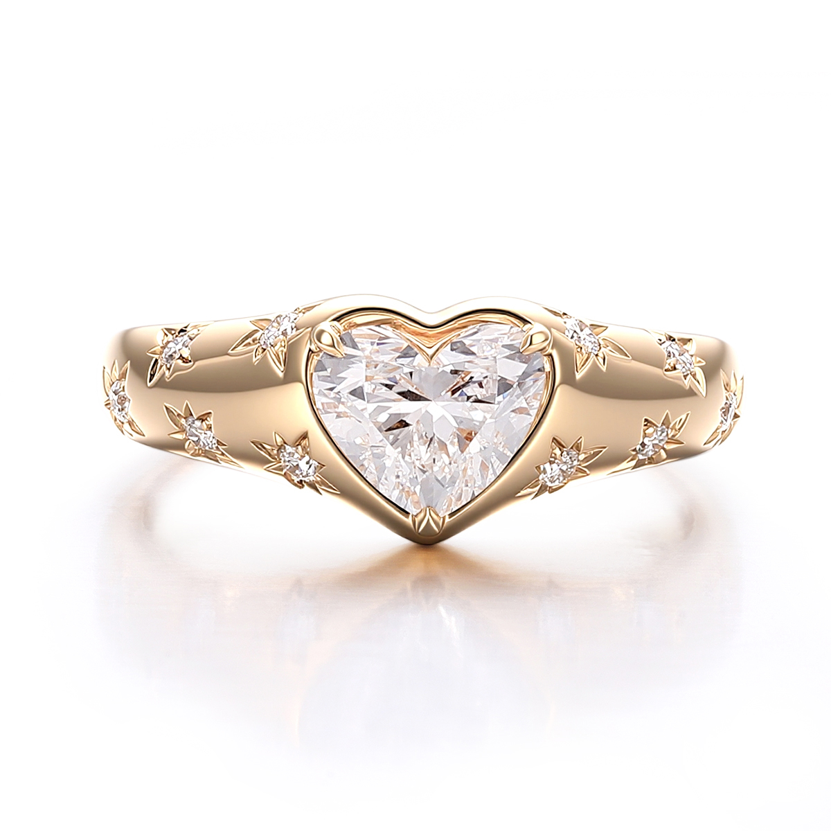 Bezel Heart Star Moissanite Ring