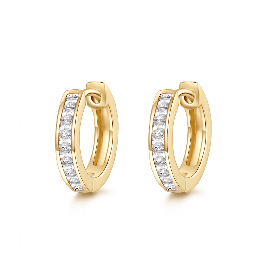 Channel Moissanite Hoop Earrings