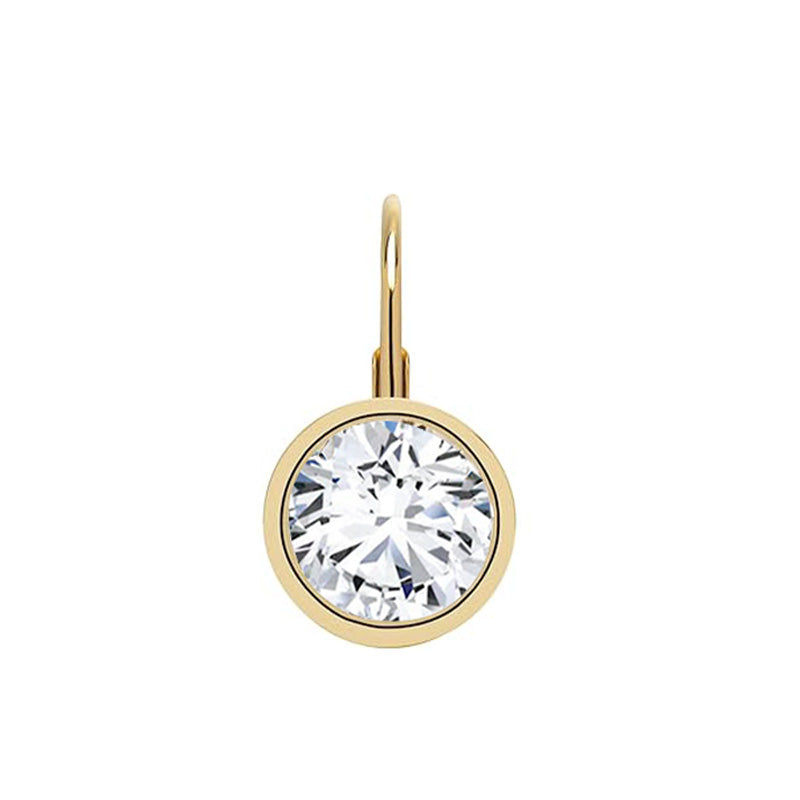 Bezel Leverback Moissanite Earrings-VOOGME
