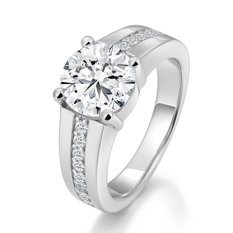Charlotte Half Bezel Moissanite Engagement Ring 2.0 ct-VOOGME