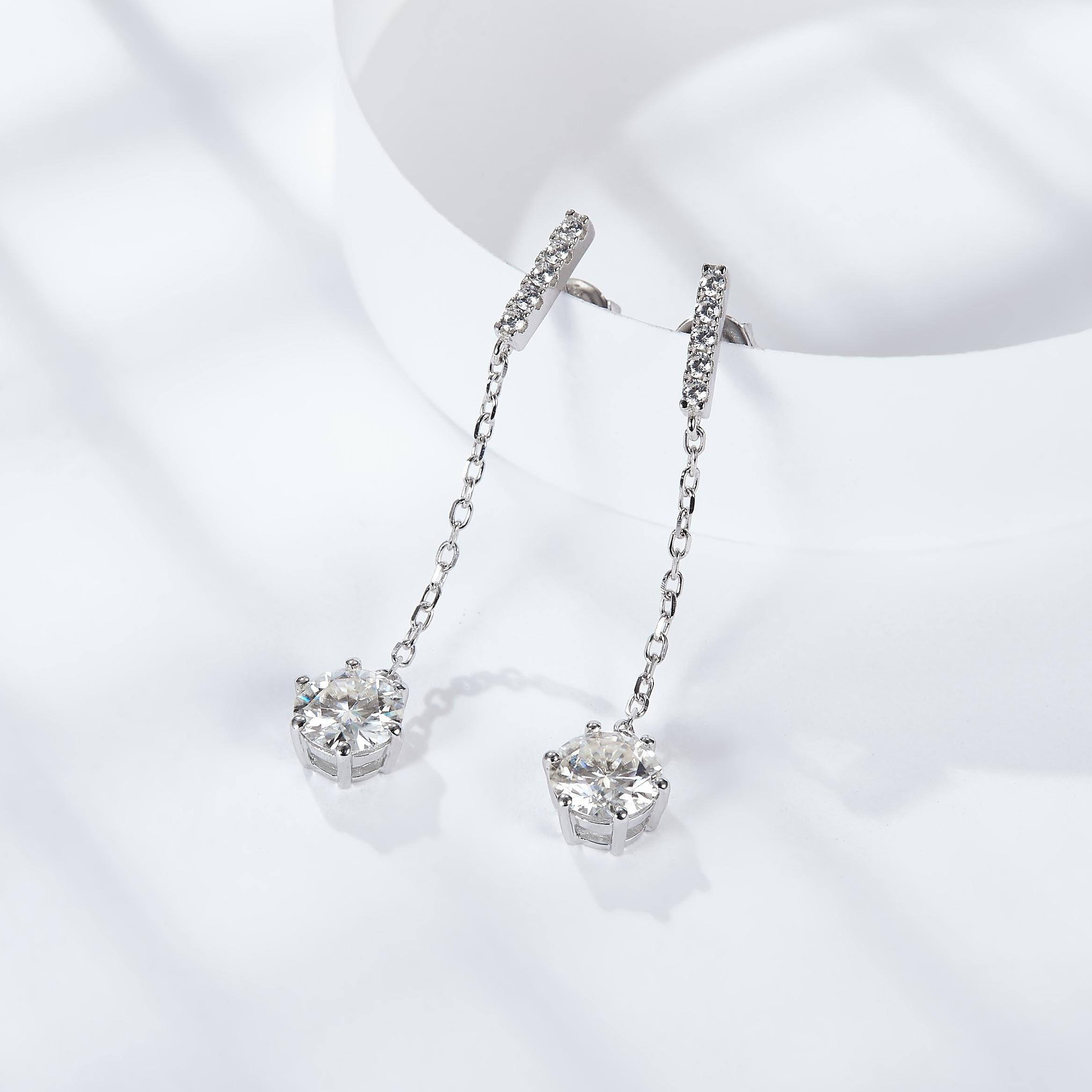 Basket Setting Moissanite Drop Earrings (1.0 ct.tw.)-VOOGME