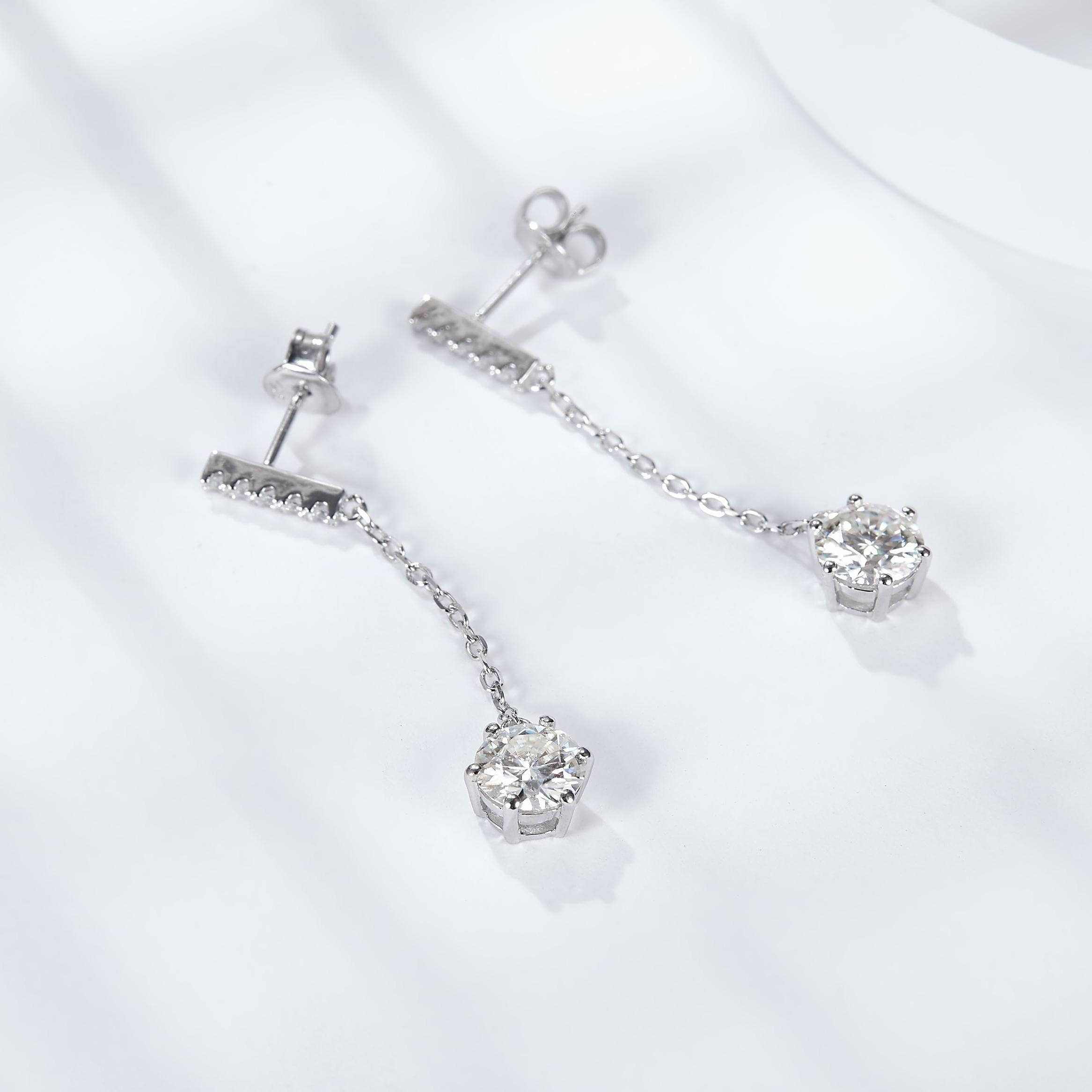 Basket Setting Moissanite Drop Earrings (1.0 ct.tw.)-VOOGME