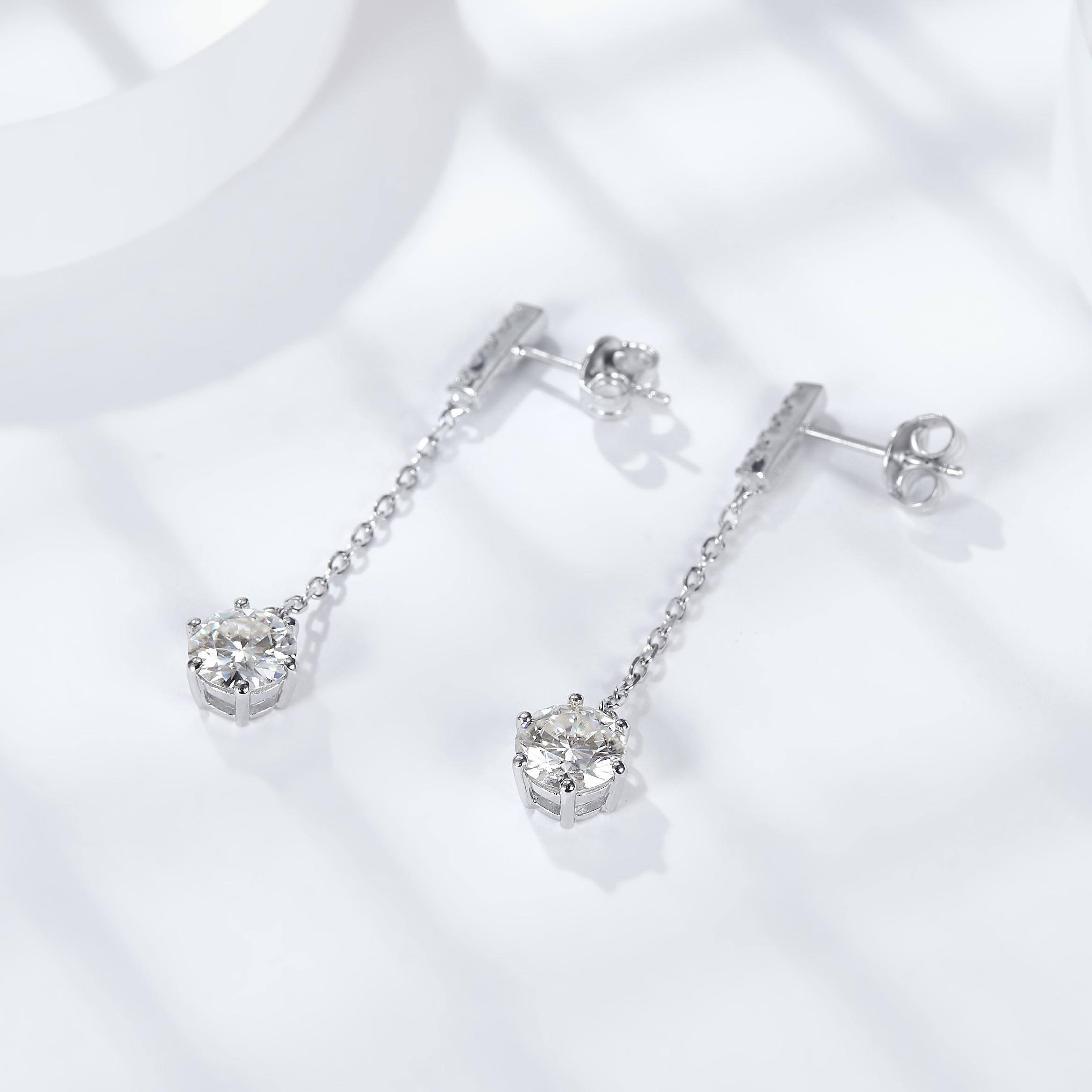 Basket Setting Moissanite Drop Earrings (1.0 ct.tw.)-VOOGME
