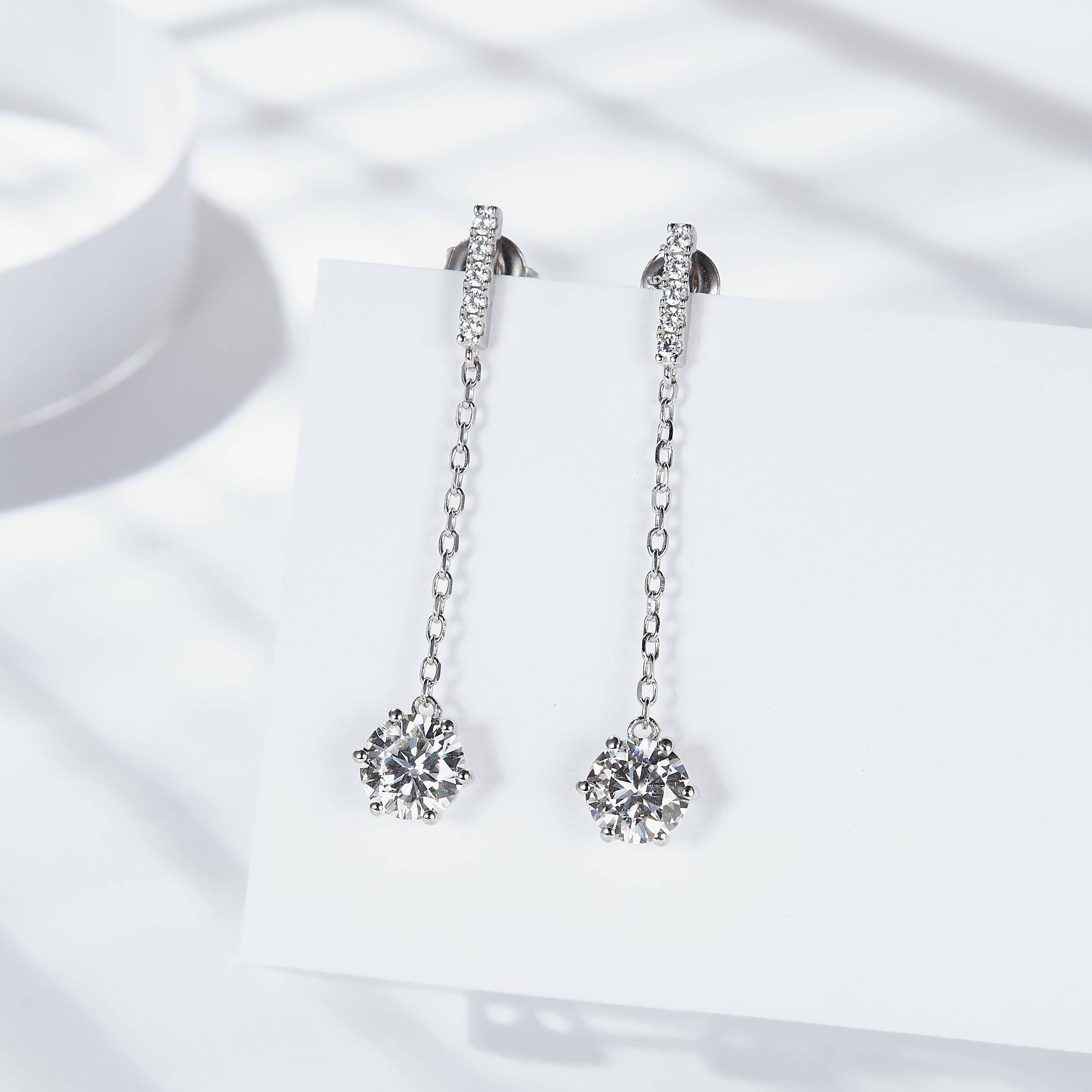 Basket Setting Moissanite Drop Earrings (1.0 ct.tw.)-VOOGME
