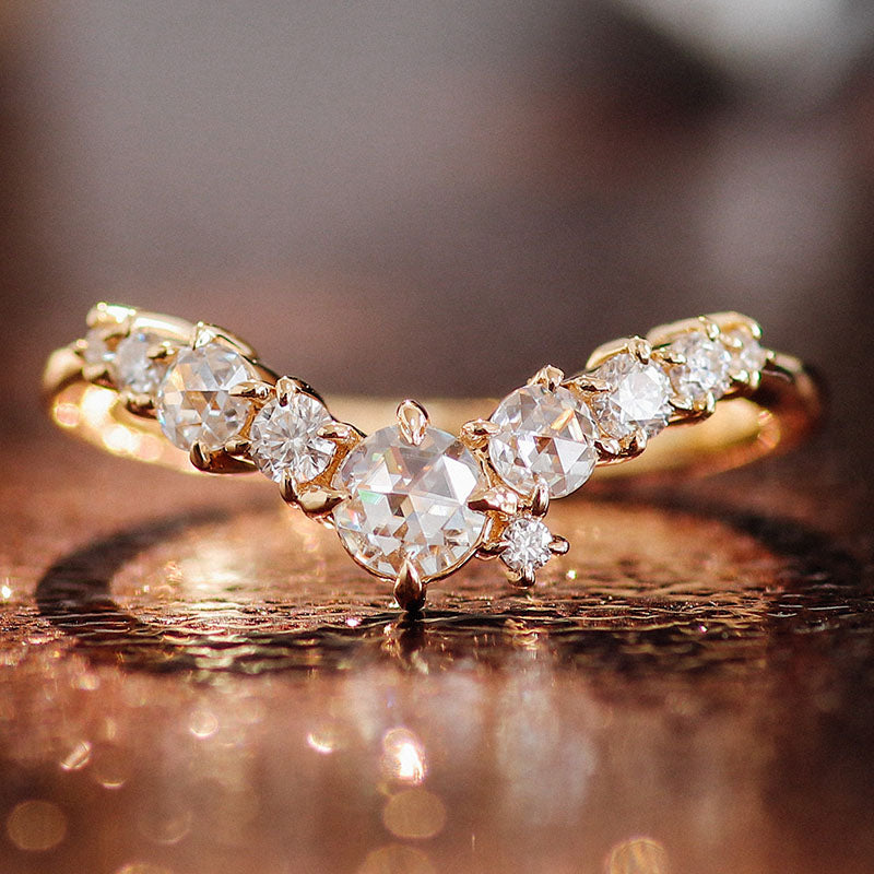 Ten Stones Embrace Moissanite Wedding Band-VOOGME