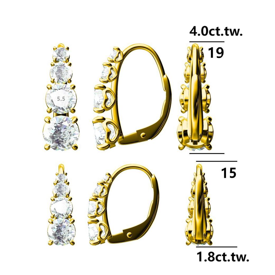 Carol Four-Stone Leverback Moissanite Earrings-VOOGME