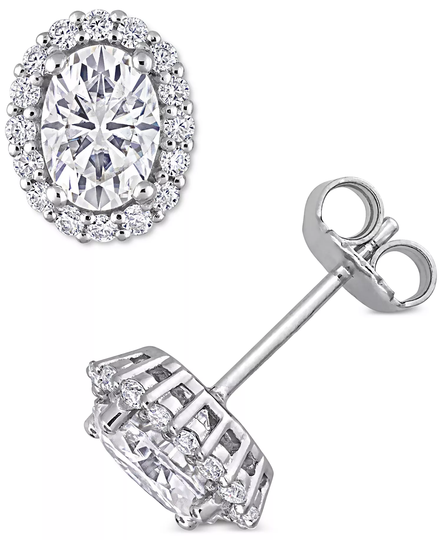 Oval Shape Halo Moissanite Earrings