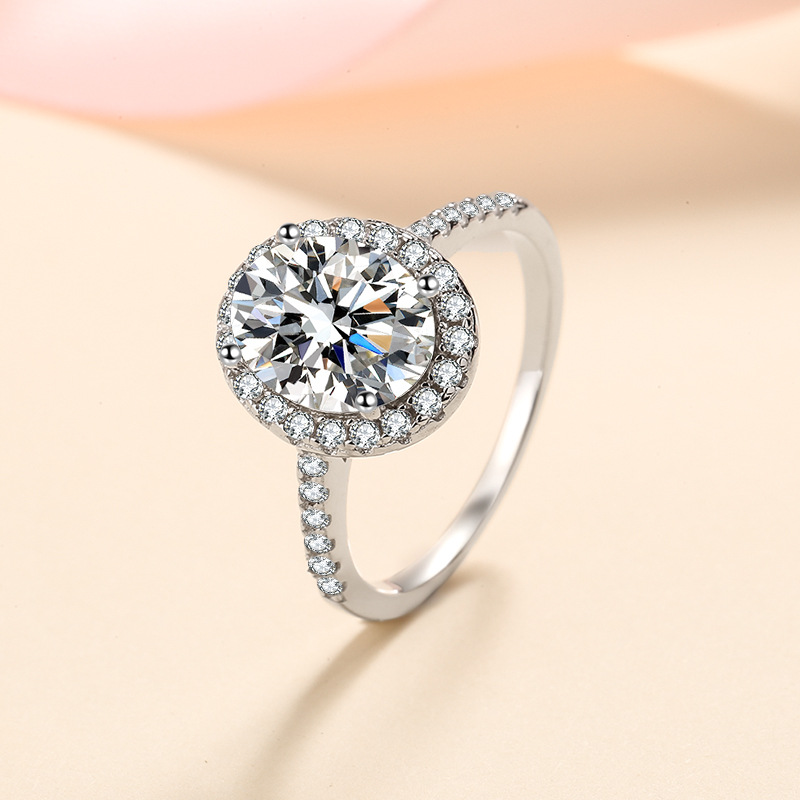 Oval Shape Halo Moissanite Ring