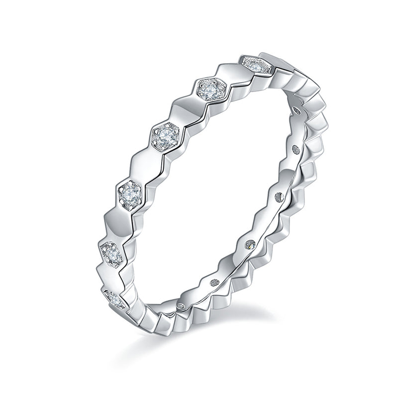 Honeycomb Moissanite Wedding Band-VOOGME