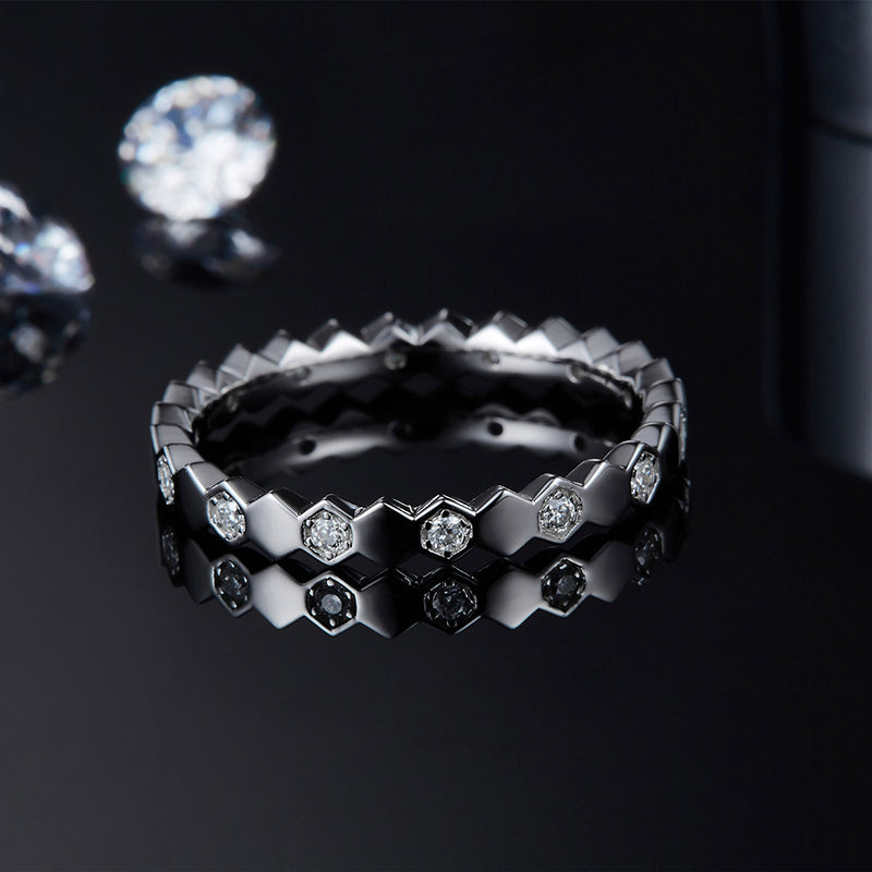 Honeycomb Moissanite Wedding Band-VOOGME