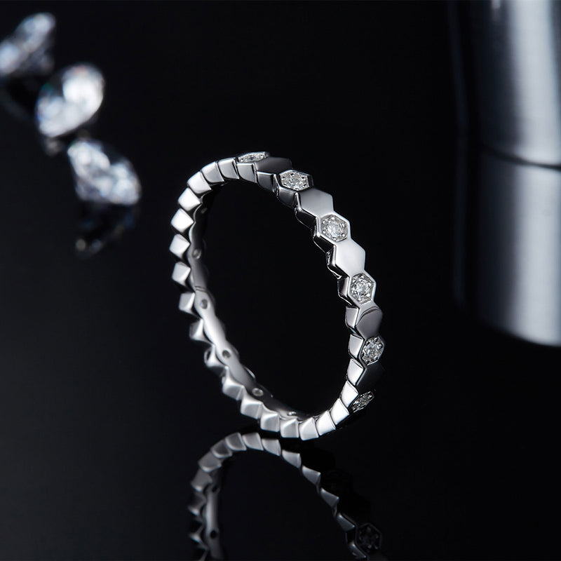 Honeycomb Moissanite Wedding Band-VOOGME