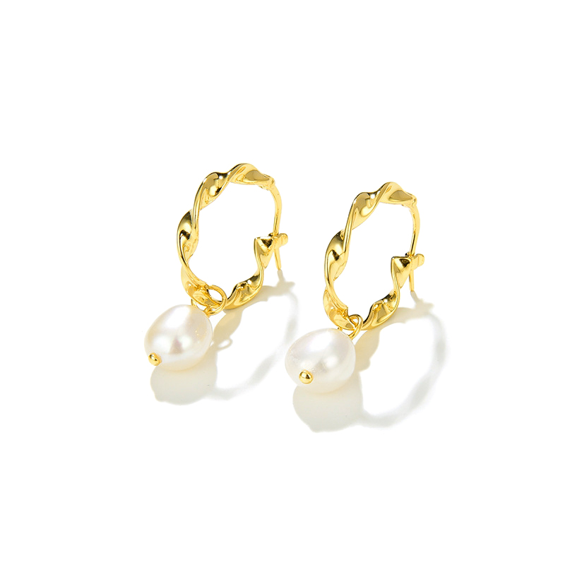 Anica Braided Baroque Pearl Drop Earrings