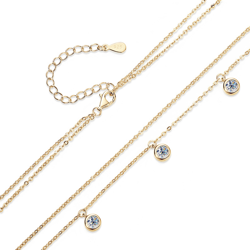 Bezel Stacking Moissanite Necklace