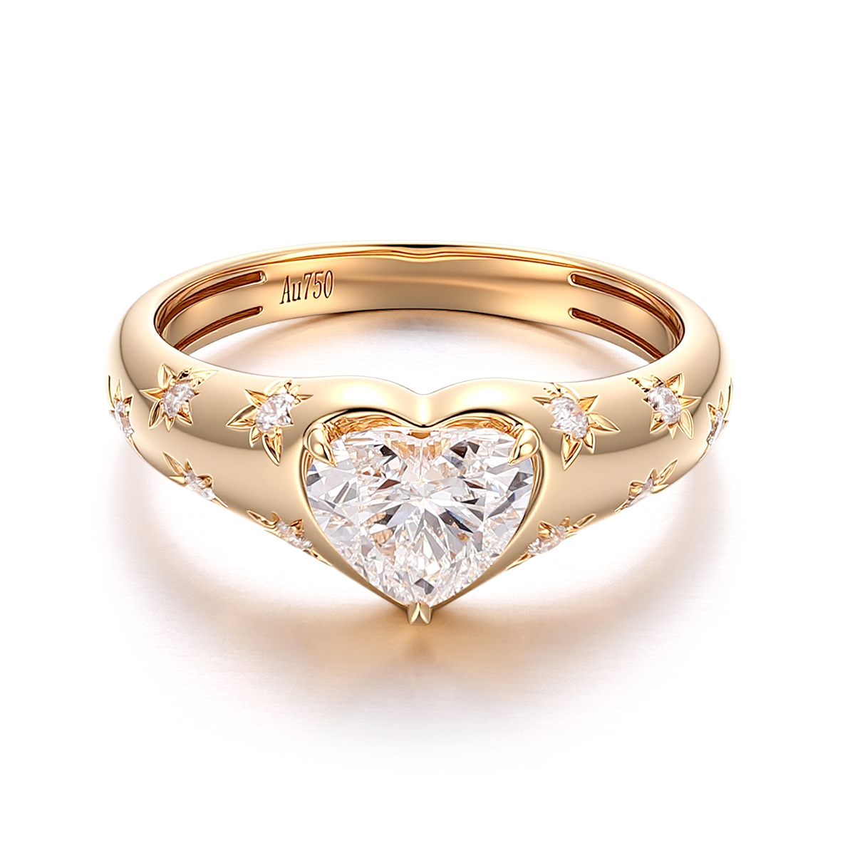Bezel Heart Star Moissanite Ring