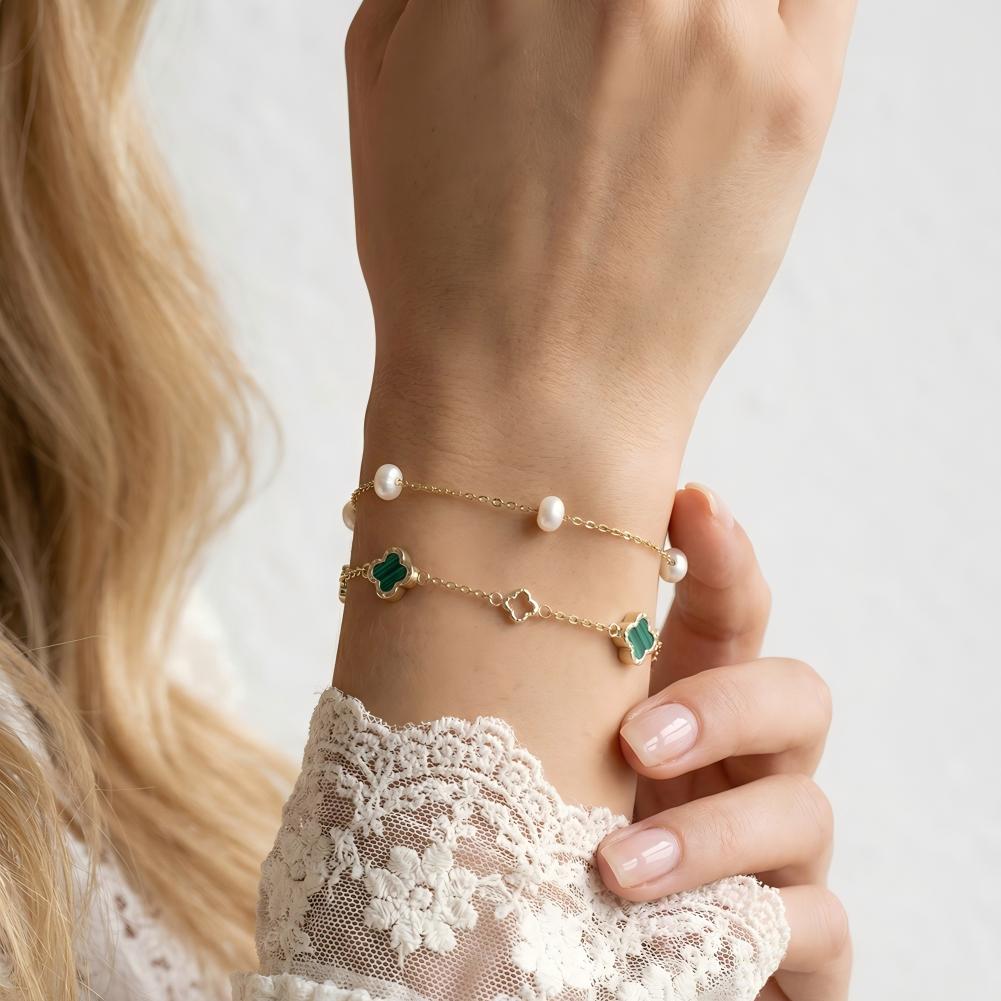 Bezel Clover Gemstone Bracelet