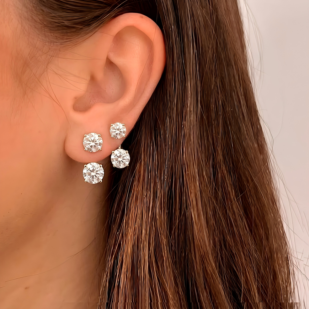 Double Round Moissanite Stud Earrings
