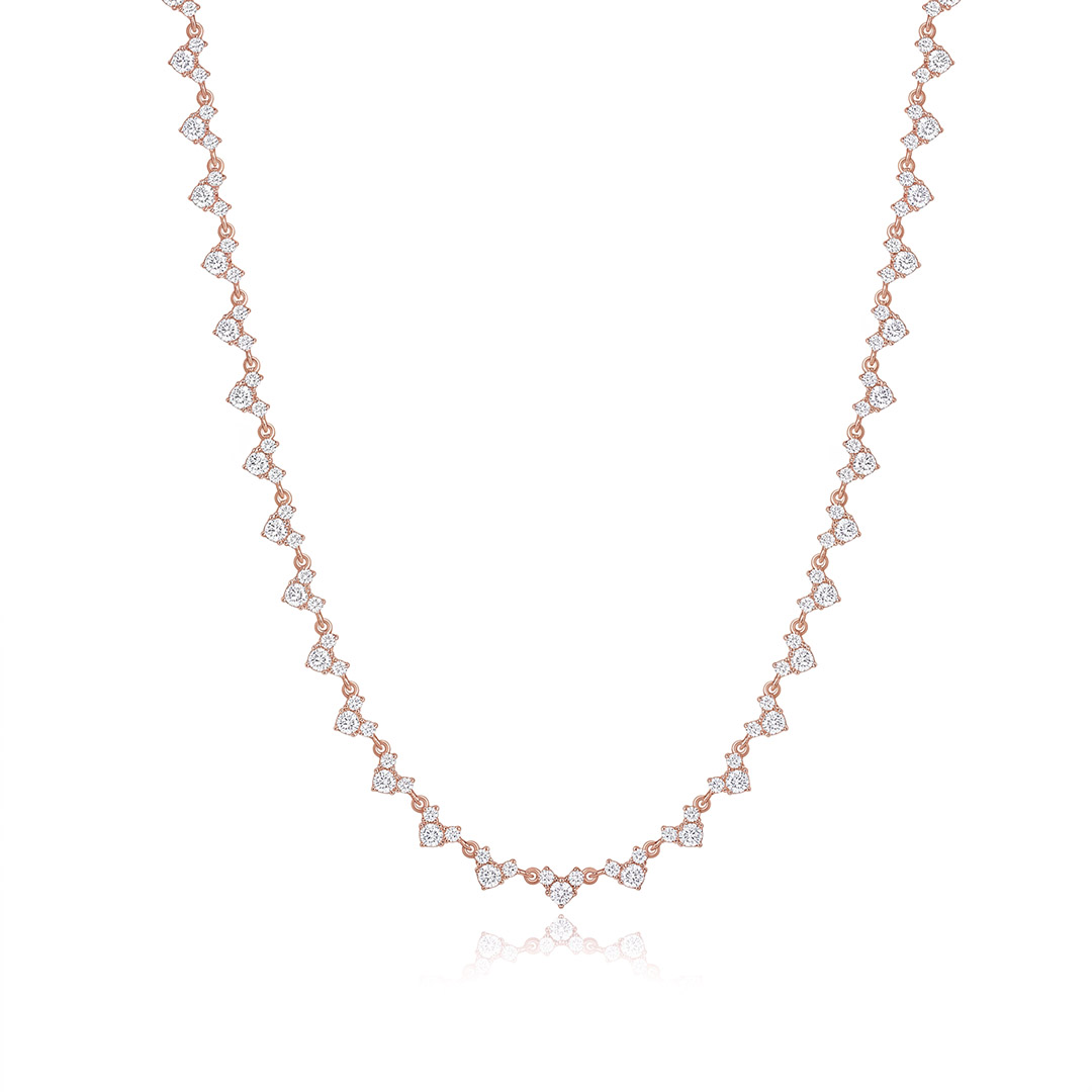 Three-Stone Heart Moissanite Tennis Necklace