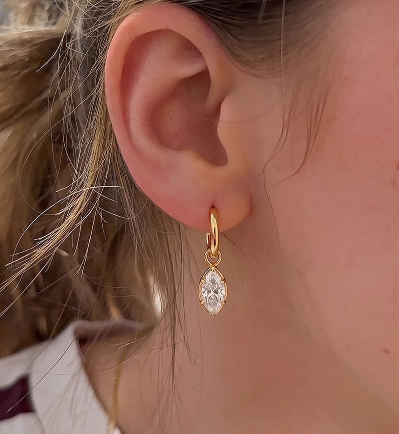 Marquise Bezel Illusion Hoop Moissanite Earrings