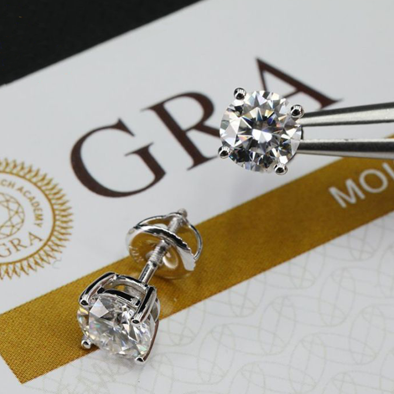 Four-Prong Screw Back Moissanite Earrings-VOOGME