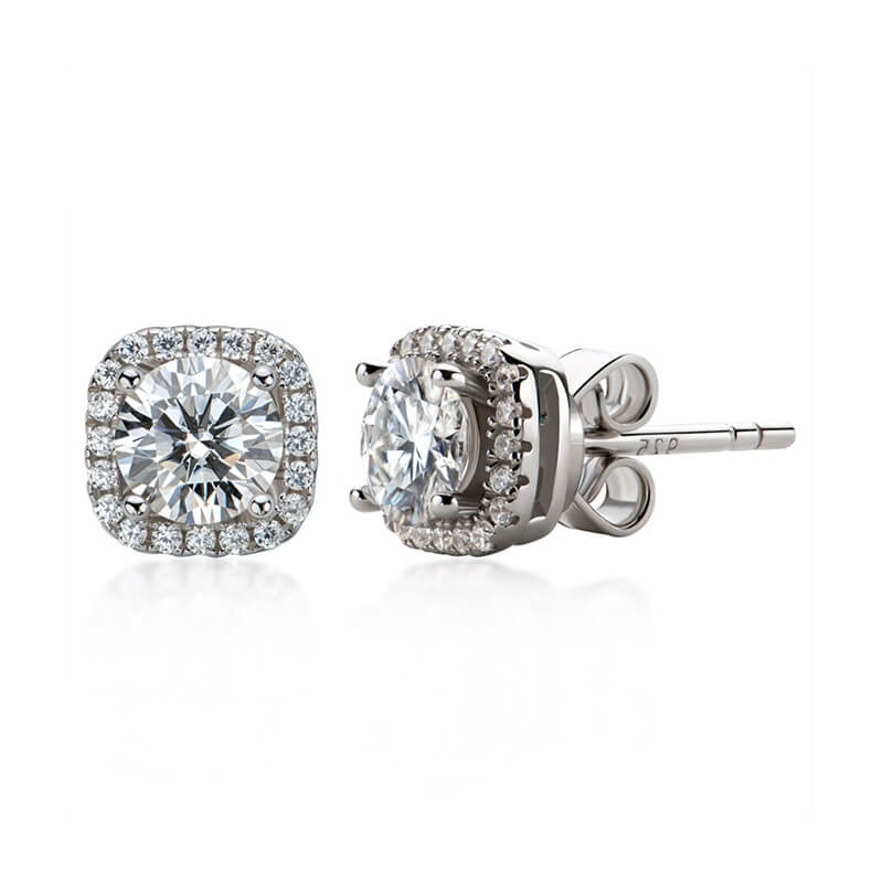 Halo Moissanite Stud Earrings (1.0 ct.tw.)-VOOGME