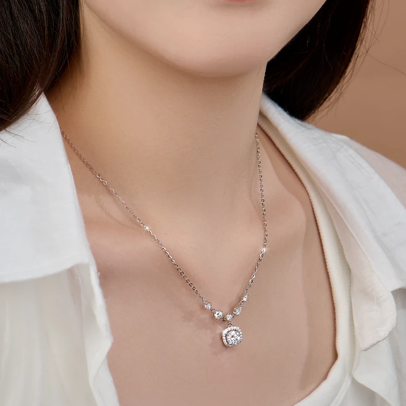 Sugar Cube Moissanite Necklace