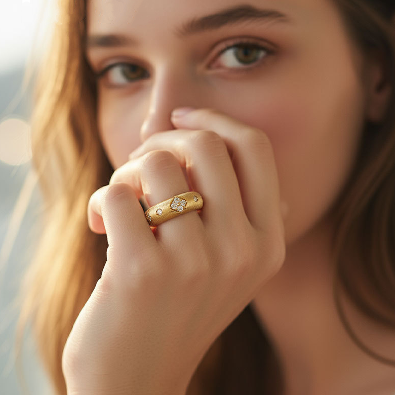 Nixie Brushed Finish Moissanite Ring