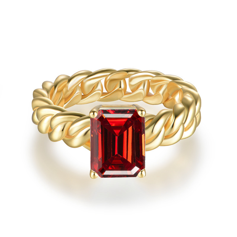 Braided Emerald Moissanite Engagement Ring 3.0 ct-VOOGME