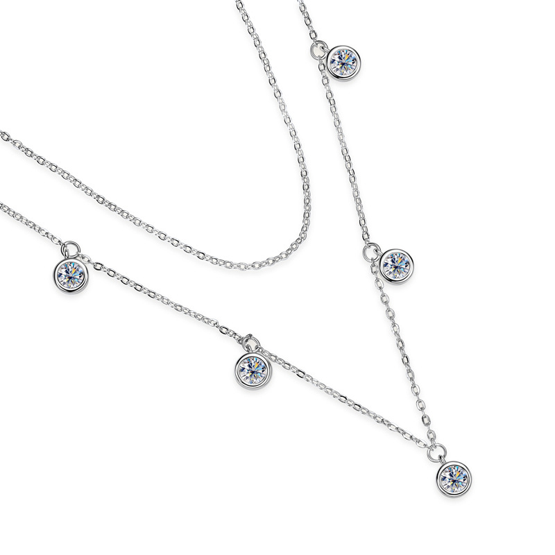 Bezel Stacking Moissanite Necklace