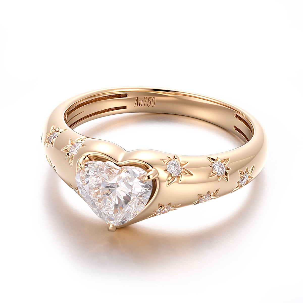 Bezel Heart Star Moissanite Ring