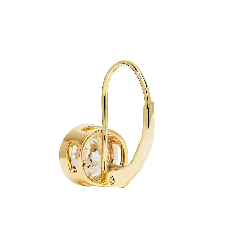 Bezel Leverback Moissanite Earrings-VOOGME