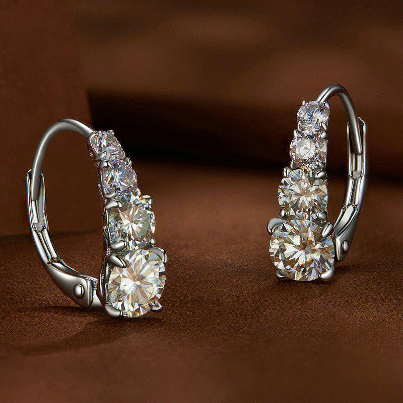 Carol Four-Stone Leverback Moissanite Earrings-VOOGME