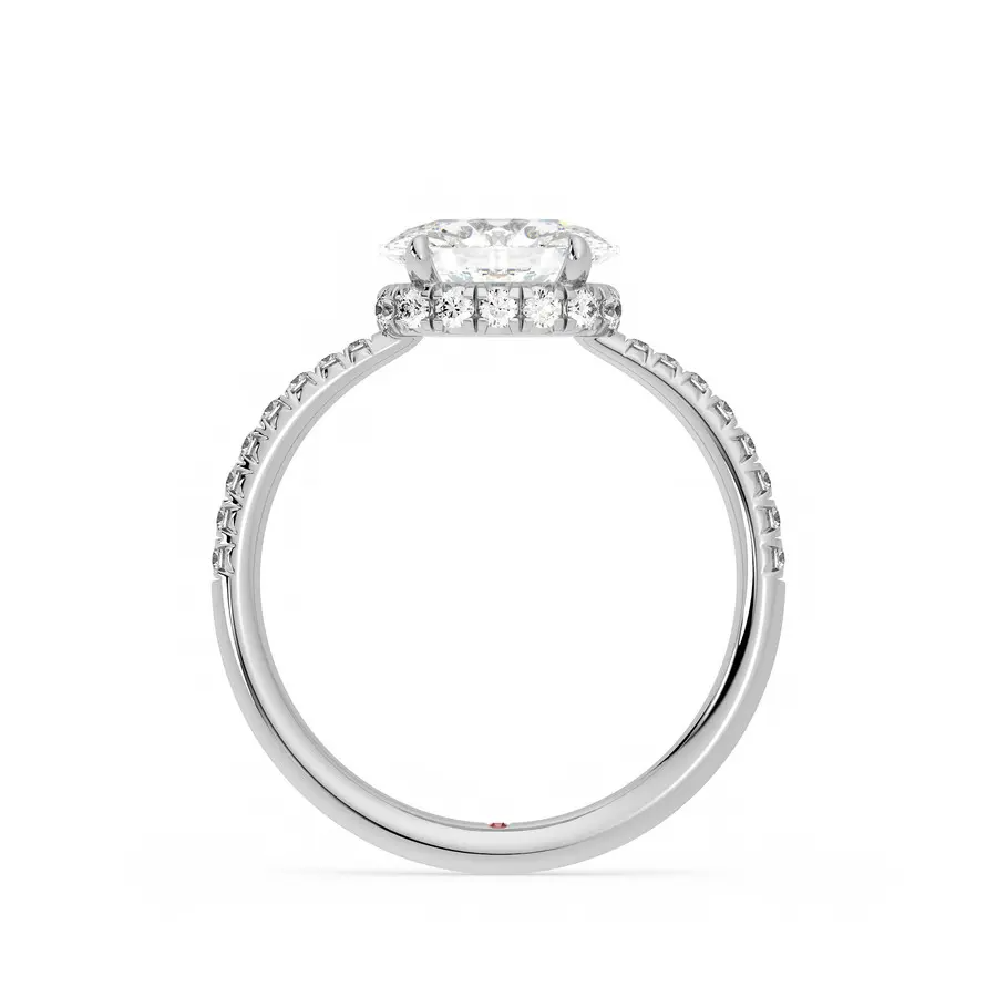 East West Hidden Halo Moissanite Engagement Ring-VOOGME