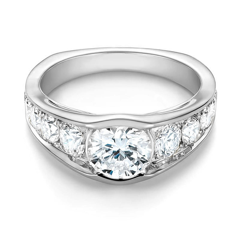 Bezel Channel Side Stone Moissanite Ring