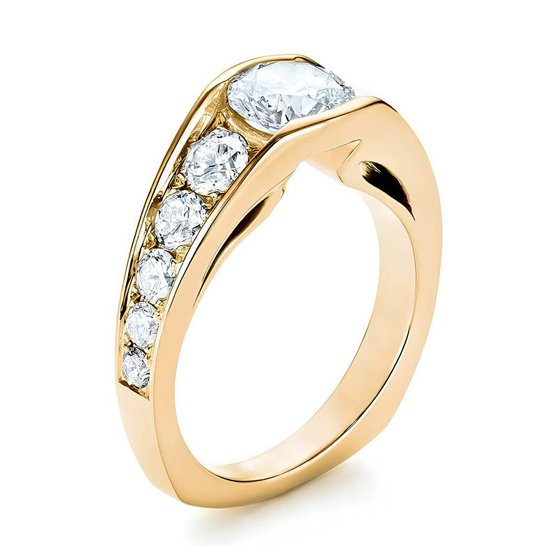 Bezel Channel Side Stone Moissanite Ring