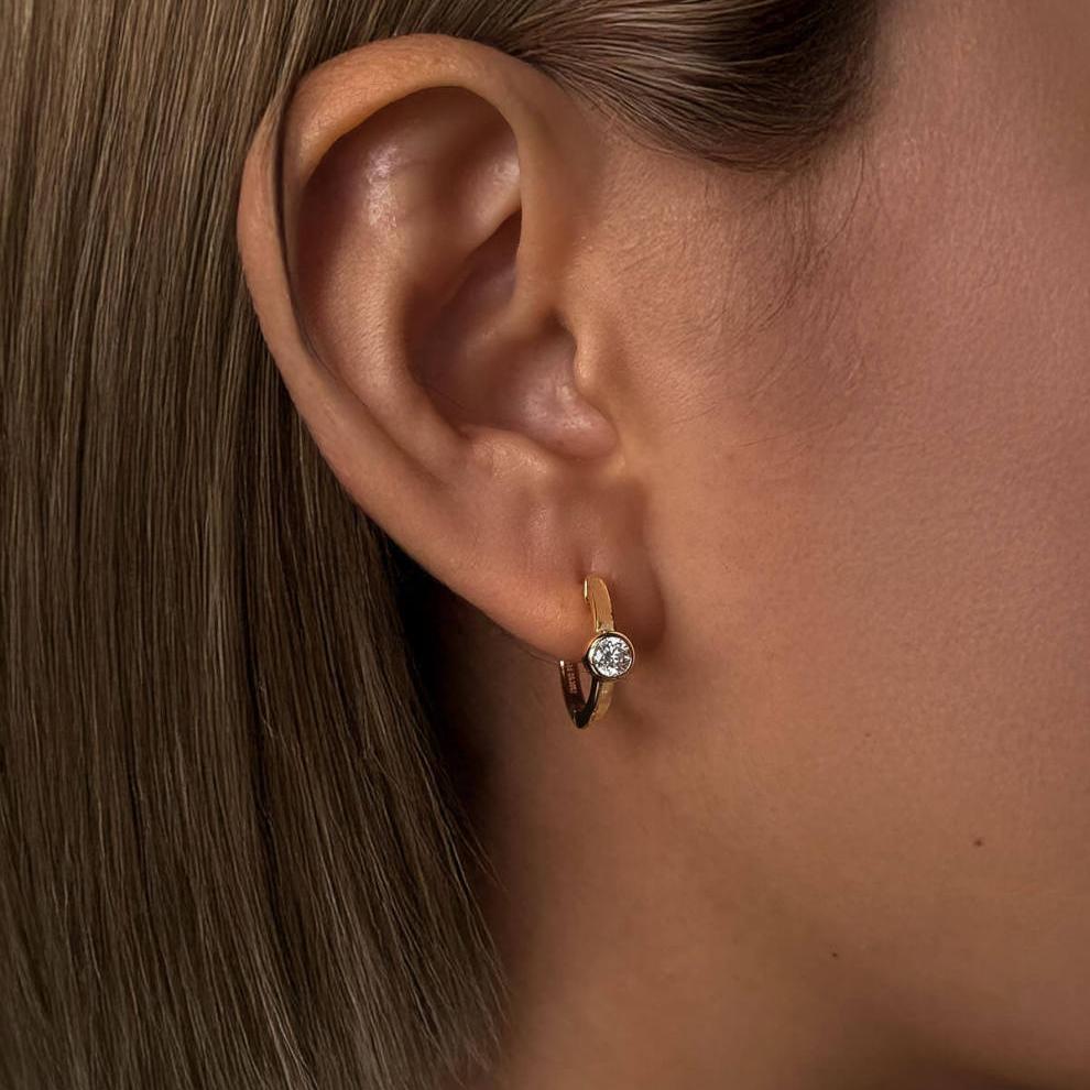 Bezel Moissanite Hoop Earrings