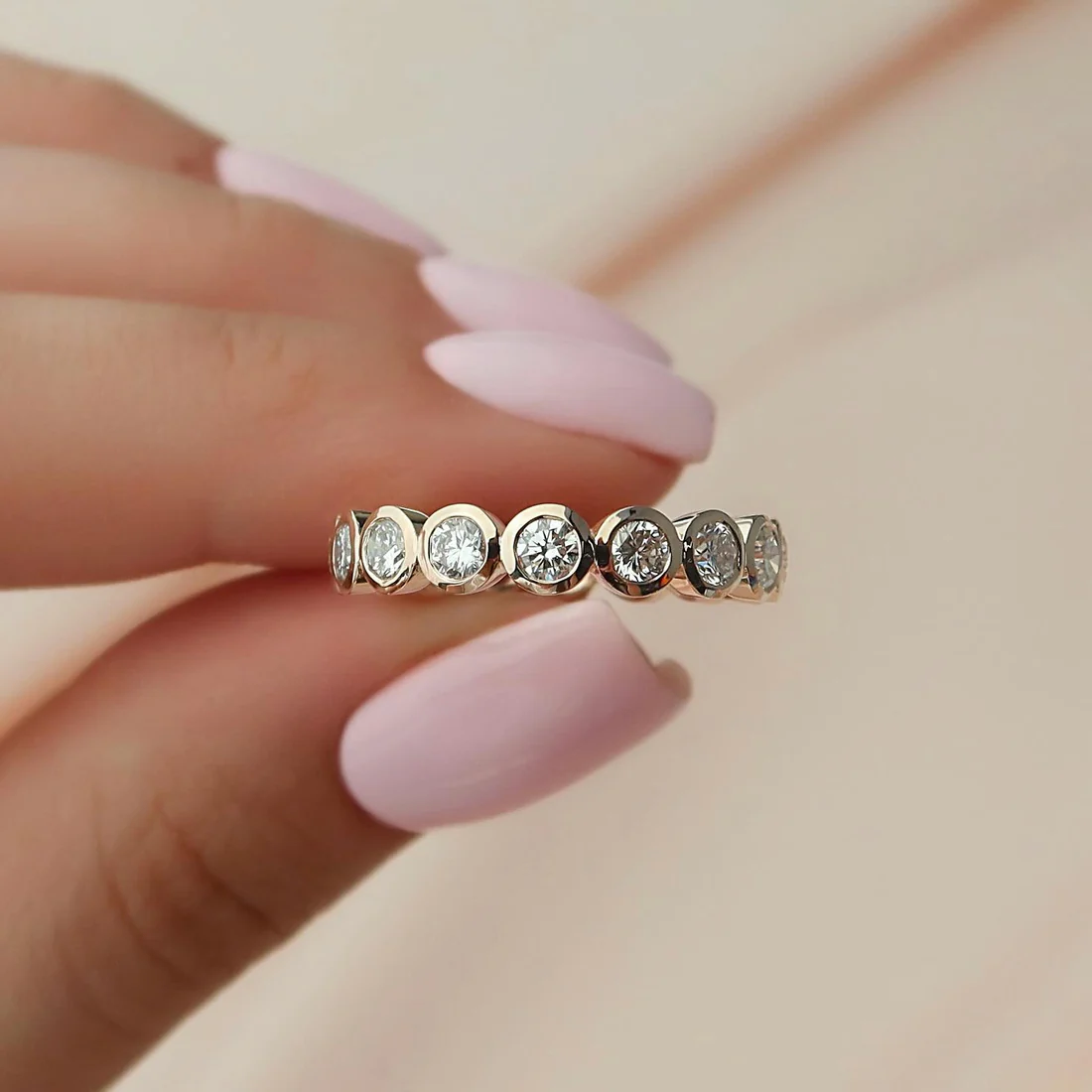 Bezel Round Moissanite Wedding Band