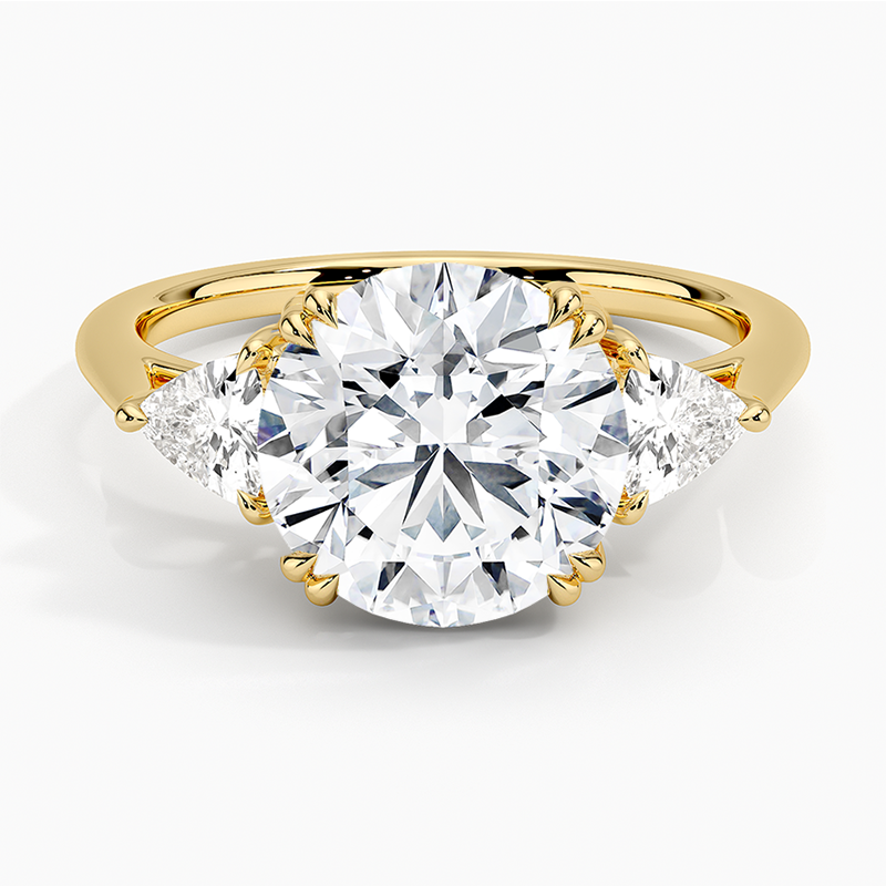 Double Claws Trillion Cut Three Stone Moissanite Ring 3.0 ct-VOOGME