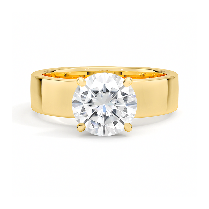 Wide Solitaire Moissanite Engagement Rings-VOOGME