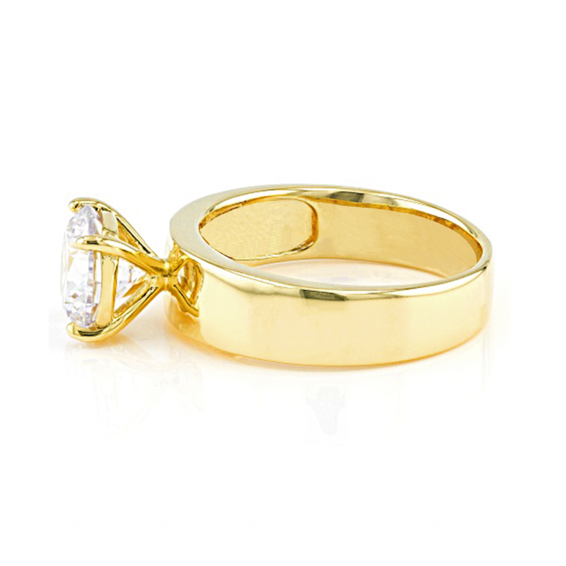 Wide Solitaire Moissanite Engagement Rings-VOOGME