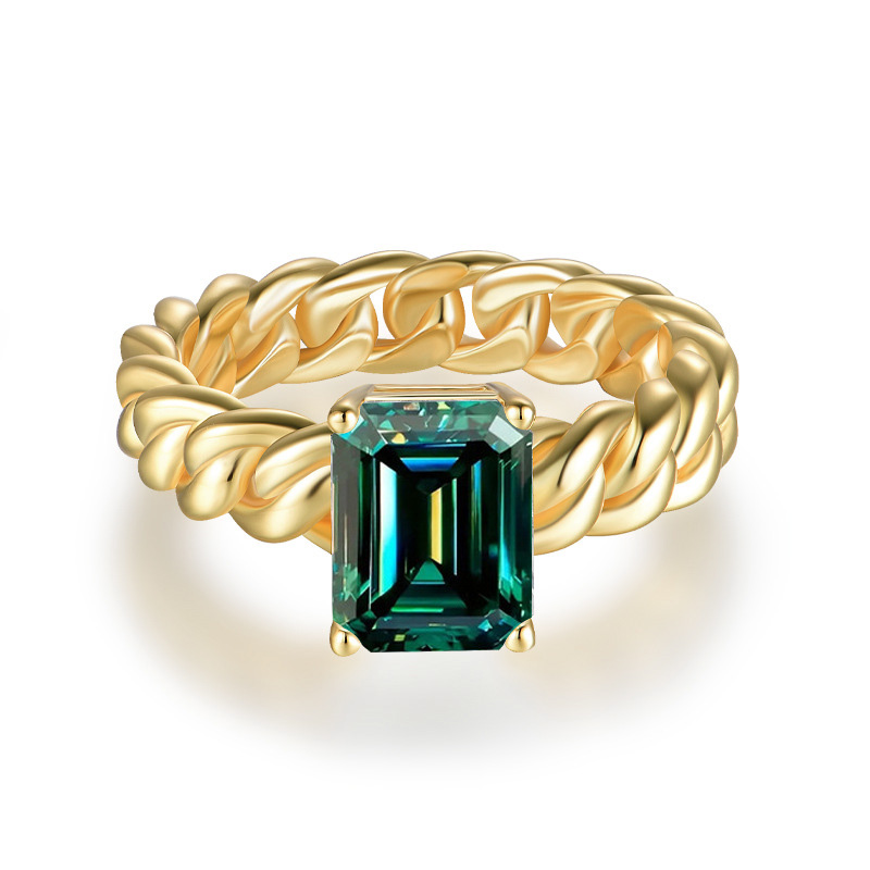 Braided Emerald Moissanite Engagement Ring 3.0 ct-VOOGME