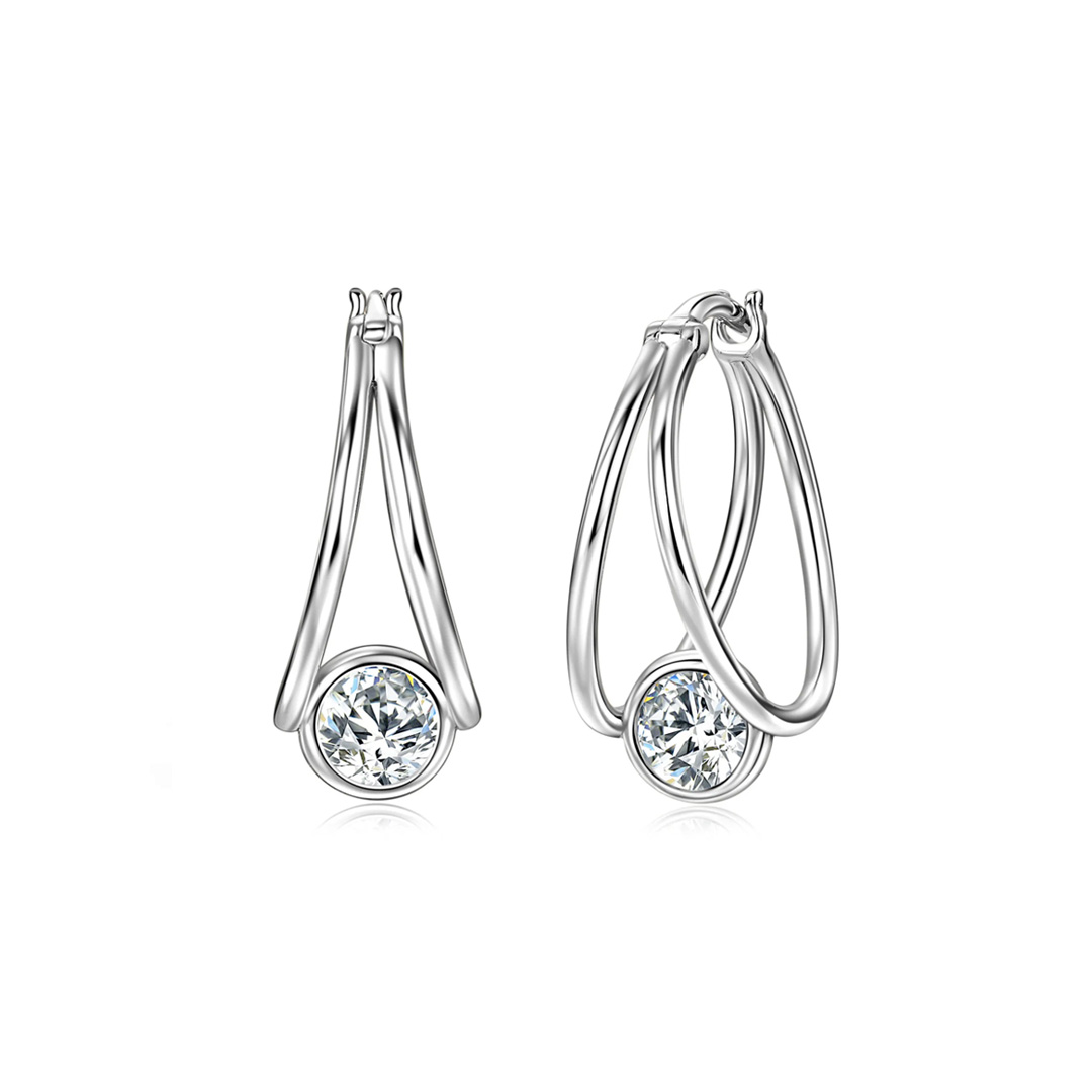 Double Layered Moissanite Hoop Earrings