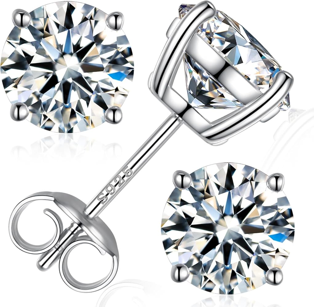 Naiad Four-Prong Moissanite Stud Earrings