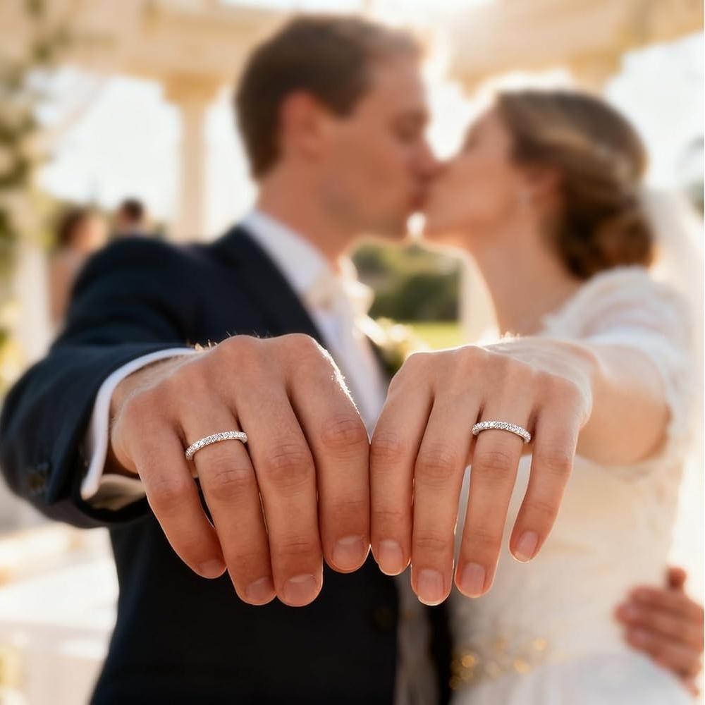 Glyph Embrace Round Moissanite Wedding Band