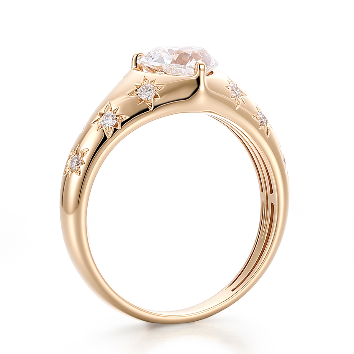 Bezel Heart Star Moissanite Ring